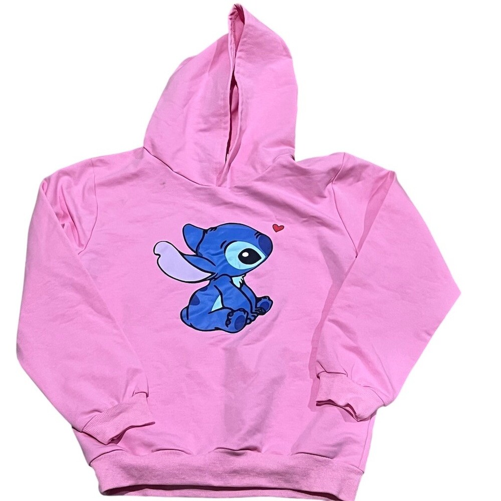 THOMBASE Hoodie Girls L Pink Stitch Lilo & Stitch Graphic Pullover